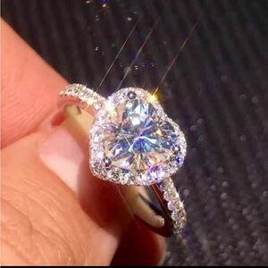 Silver Heart CZ Ring